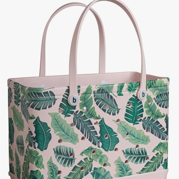BOGG BAG Green and Pink Palm Leaves Tote - Picture 1 of 5